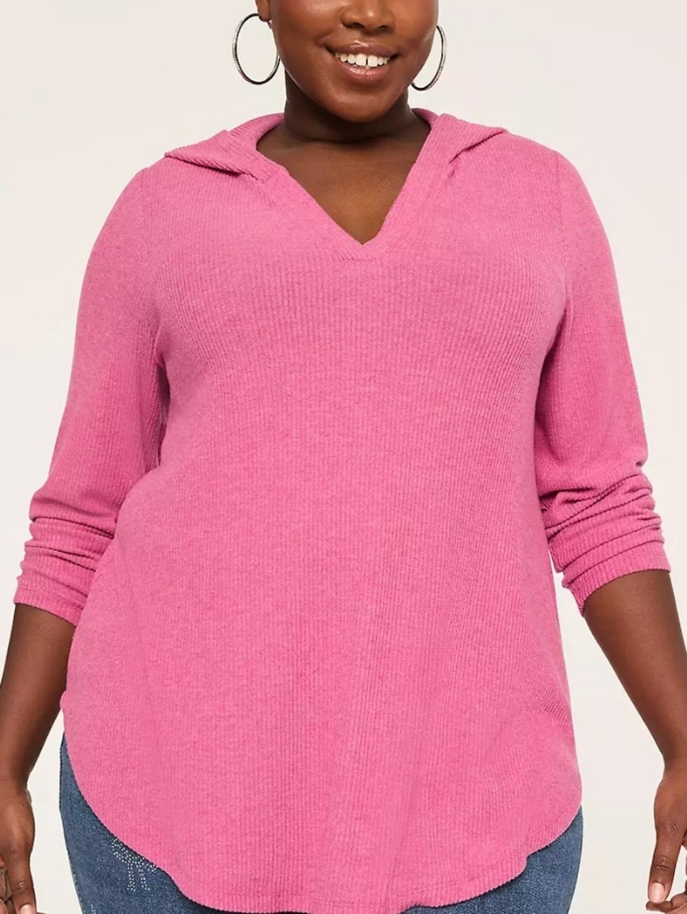 Lane Bryant Notch Neck Curved Hem Hoodie